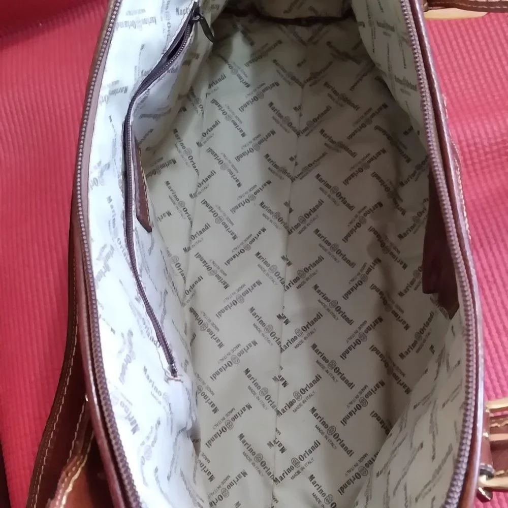 MARINO ORLANDI Italian Leather shoulder bag Pale Plum & Brown - Picture 9 of 12